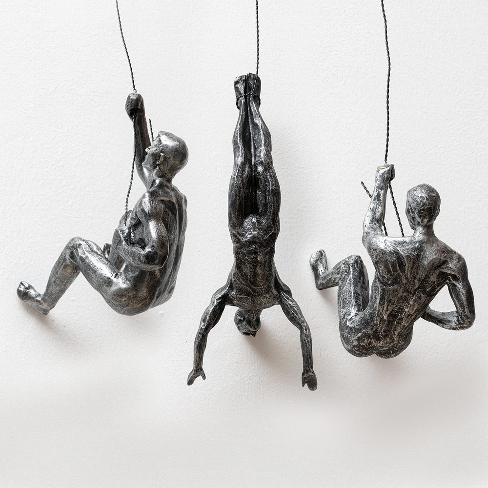 Set Of 3 Climbing Men Man Wall Art Decor Sculpture By Gute (set Of 3) -🐻